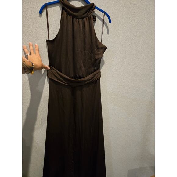Marine Layer Women's Cocoa Ruched Midi Dress Long Sleeve Size S - Picture 1 of 9